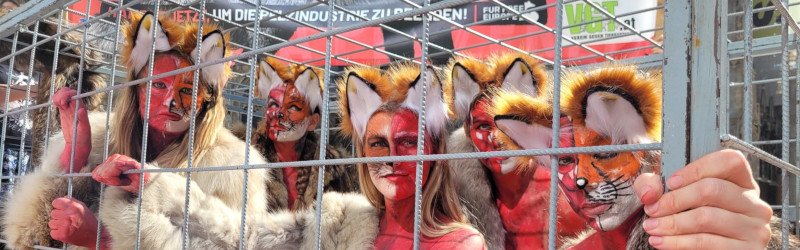 Blutige Füchse in Wien: Bodypainting für Pelz-EBI